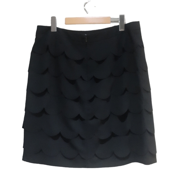 Cleo Women's Mini Skirt Black Scalloped Layers / Tiers Size 14 - Picture 2 of 5